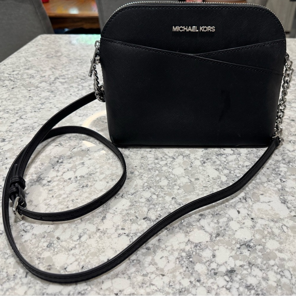 Michael Kors Black Crossbody Bag with Silver-Tone Hardware